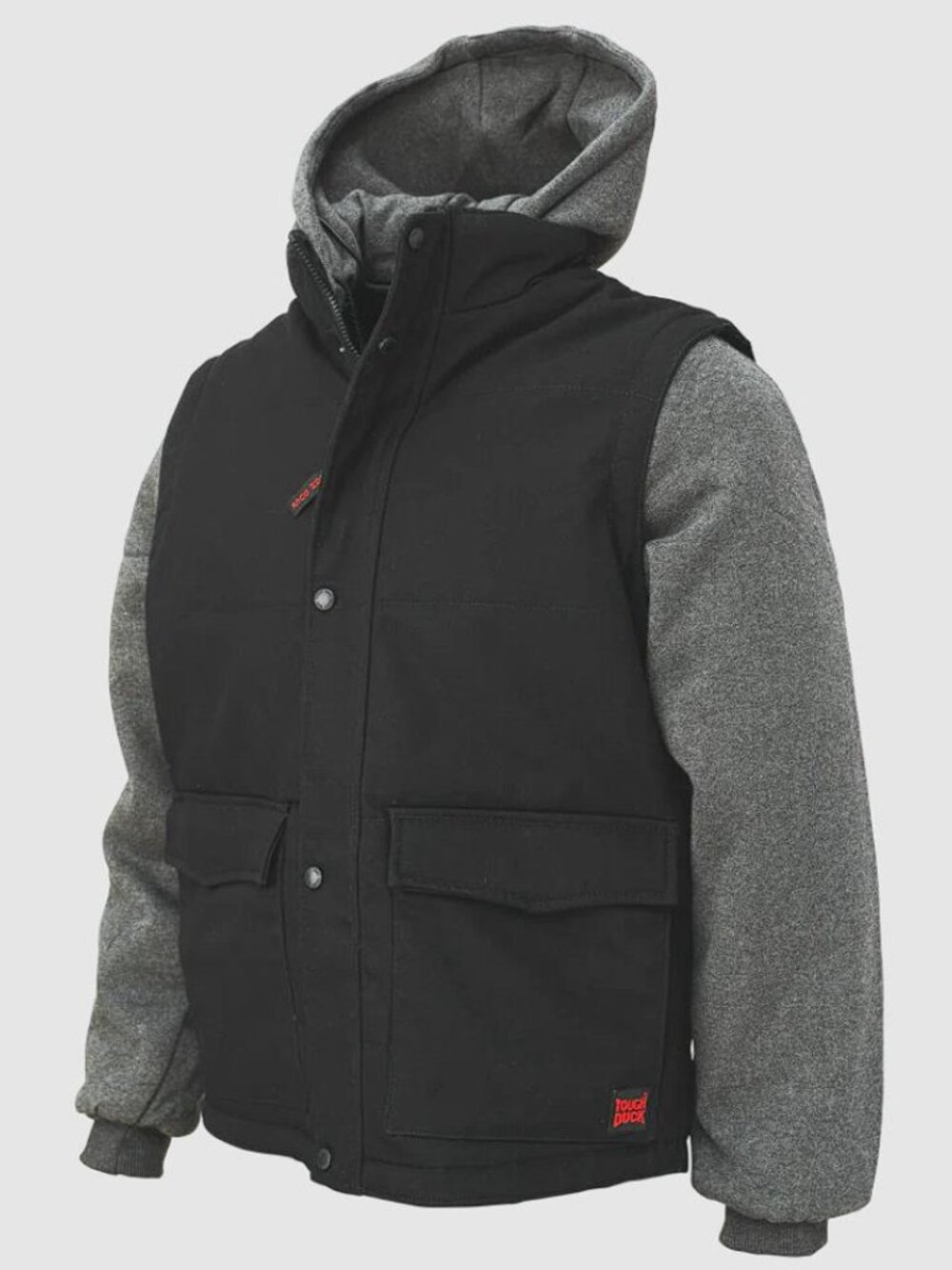 TOUGH DUCK Men's I8A2 Duck Zip-Off Sleeve Jacket Size M In Black
